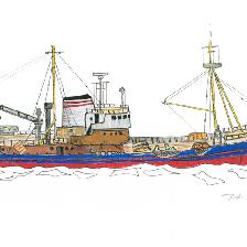 The only survivor of the vast Hull based trawler fleet, now a museum ship.