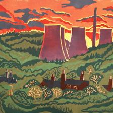 A reduction print with a small amount of hand colouring.
